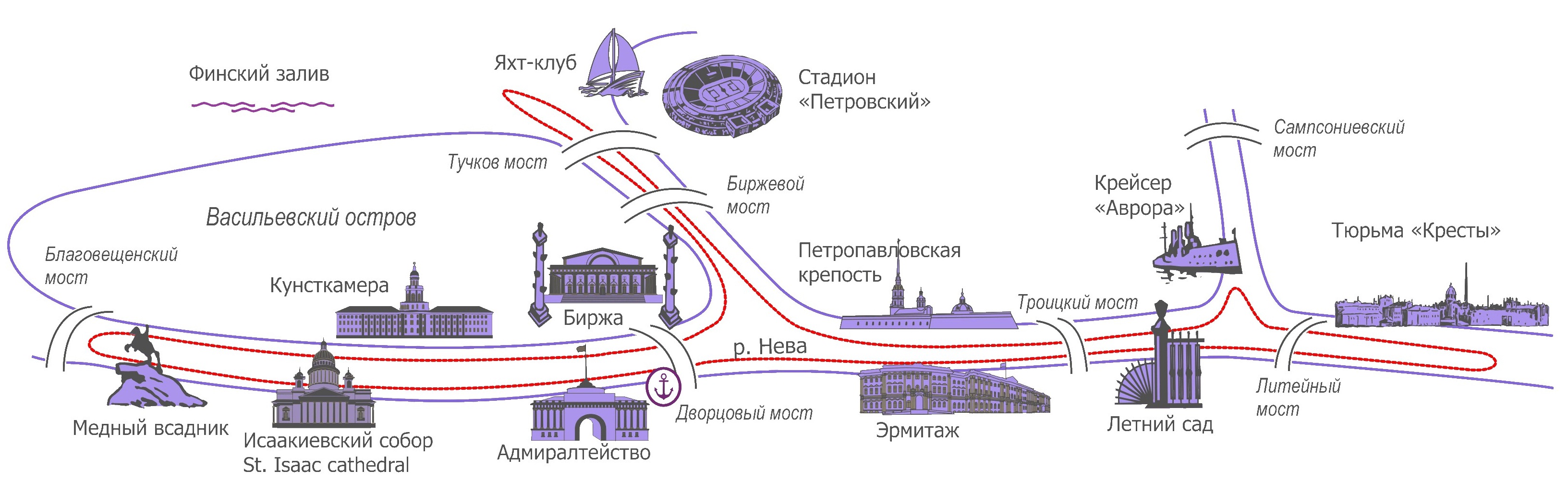 Схема мостов в Санкт-Петербурге